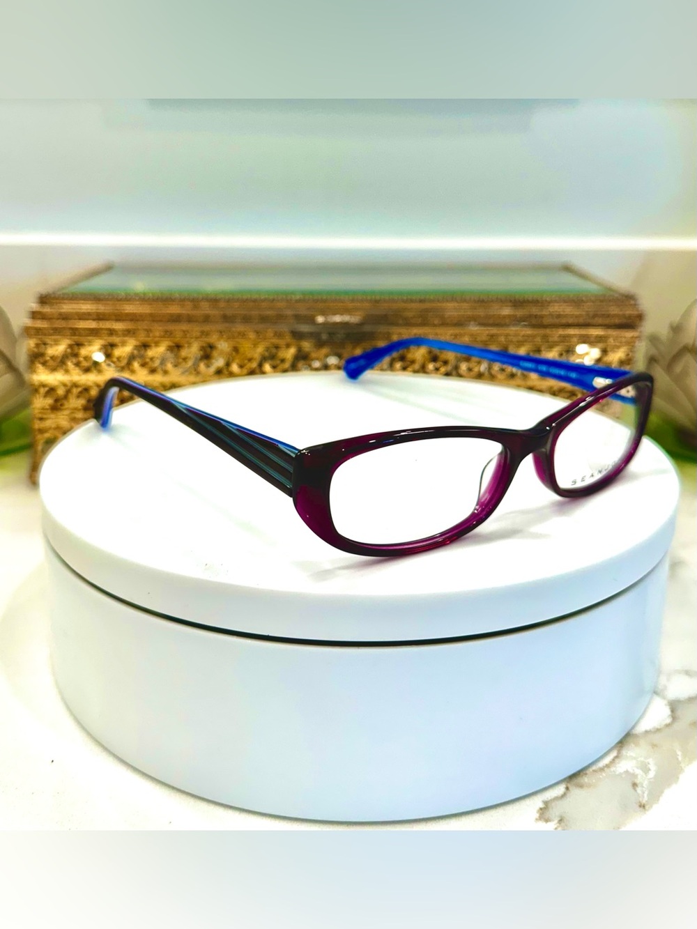 NWOT Sean John Vivid Blue/Purple Transparent Slim Rx Eyeglass Frames EUC SJ 2051